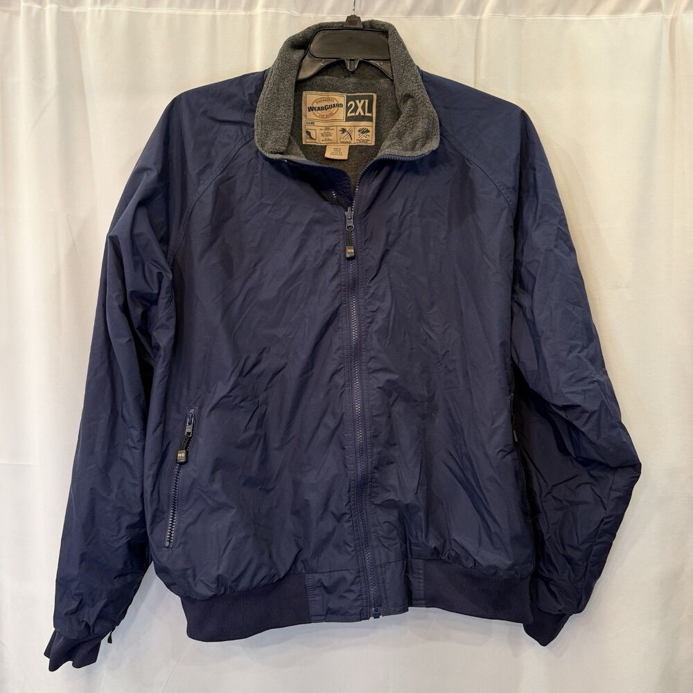 Vintage Wear Guard Navy Blue Fleece Lined Bomber Jacket 2XL Rugged